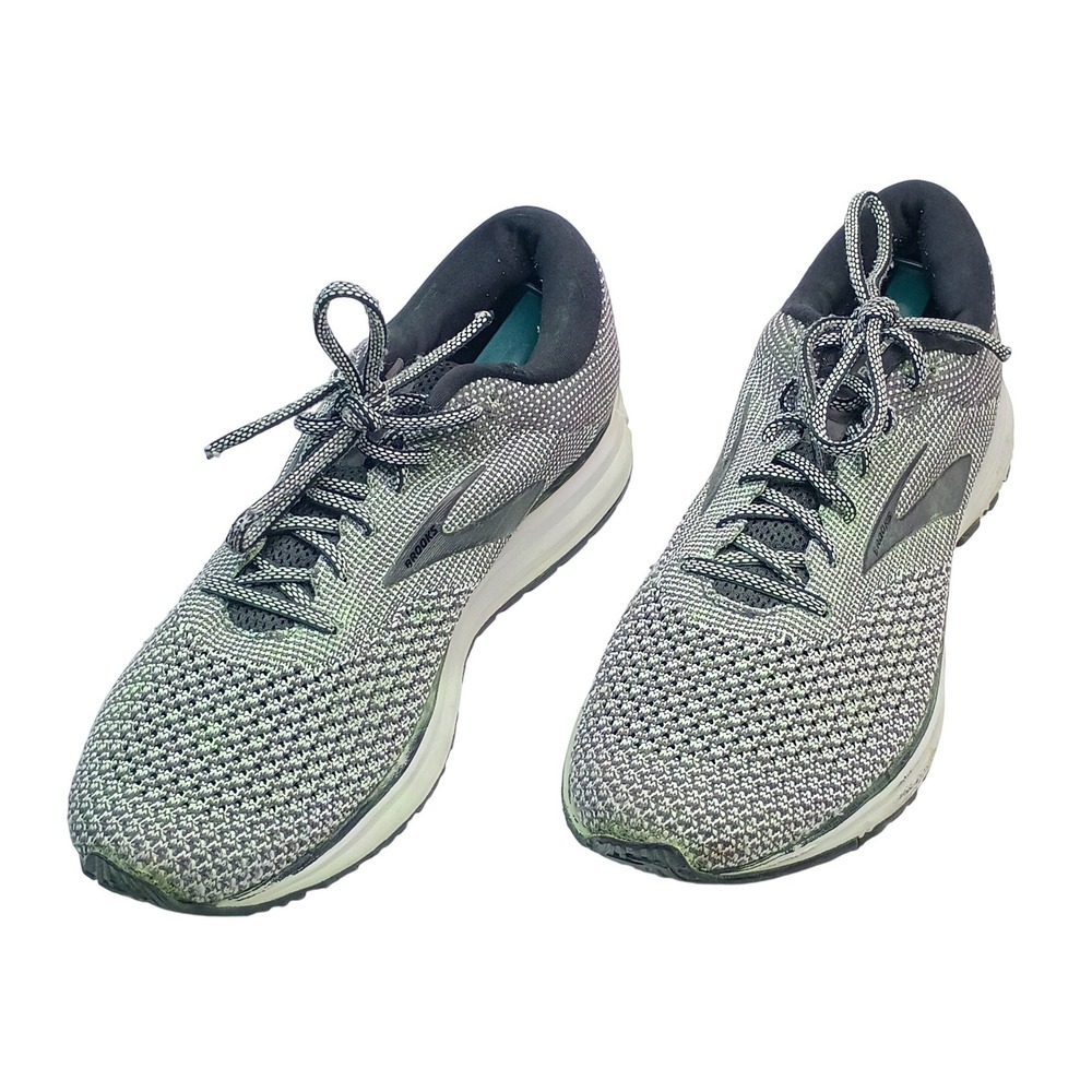 Brooks Revel 2 Mens Size 9.5 Running Shoes Black Grey Green Knit Sneakers